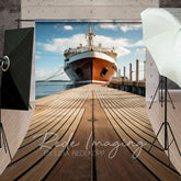 Aperturee - Aperturee Summer Pier Ship Wooden Plank Road Sweep Backdrop